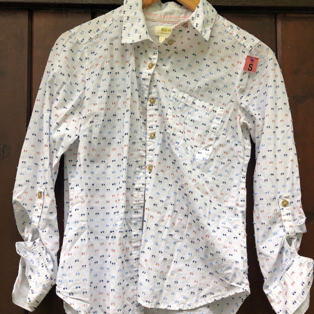 White textured Button down shirt Maeve By Anthropologie Size 4